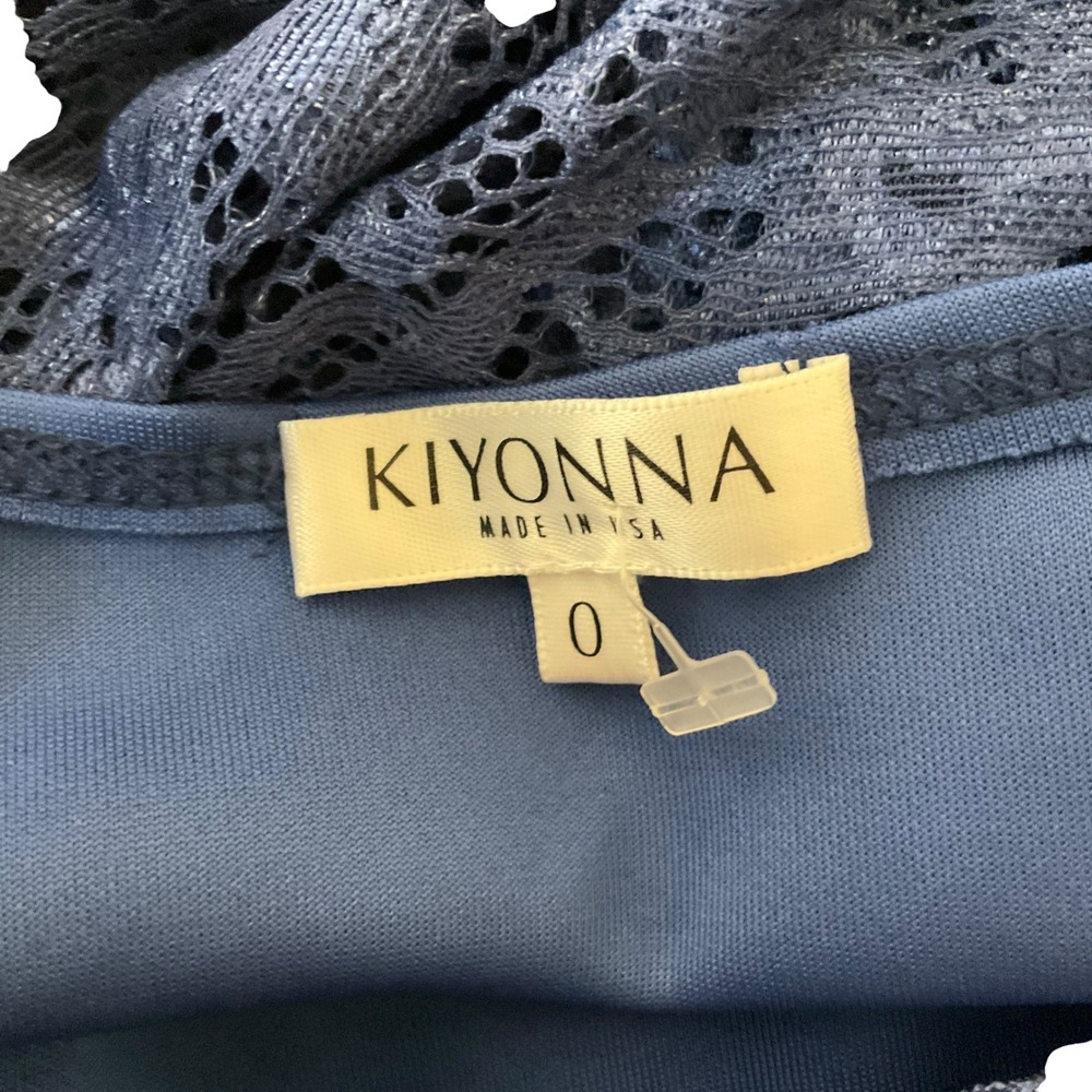 Kiyonna Luna Lace Dress Knee-Length 3/4-Sleeve Cocktail Navy Blue Size 10 12 - Picture 4 of 8